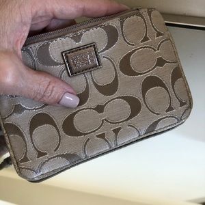 Coach Authentic Wristlet - Beige Classic Print